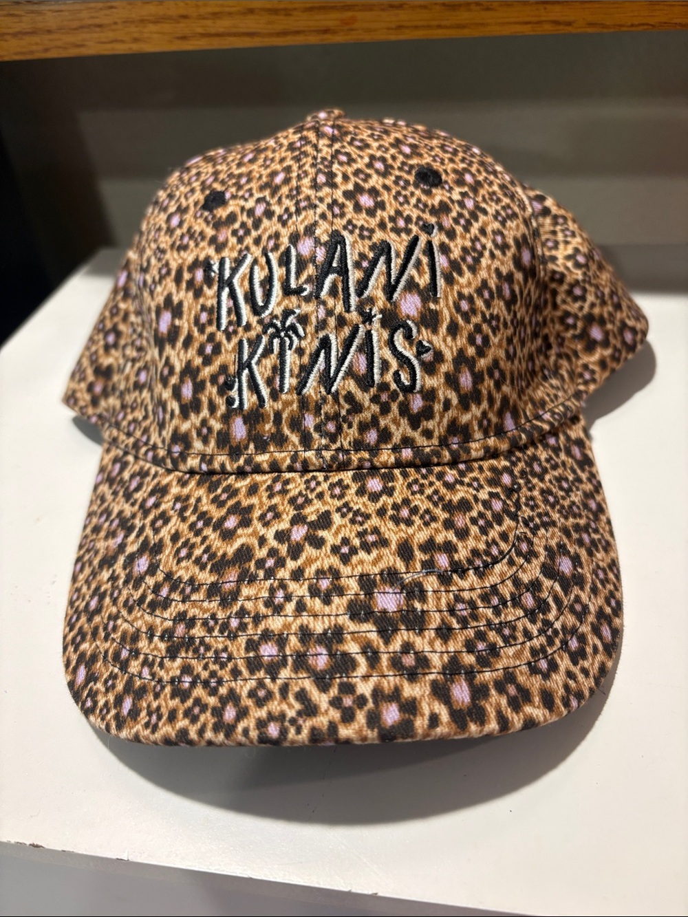 Kulani Kinis Leopard Print Cap - Brown with Pink Spots NEW!